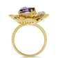 Goldplattierter Silberring mit marokkanischem Amethyst und Peridot aus Changbai