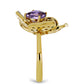 Goldplattierter Silberring mit marokkanischem Amethyst und Peridot aus Changbai
