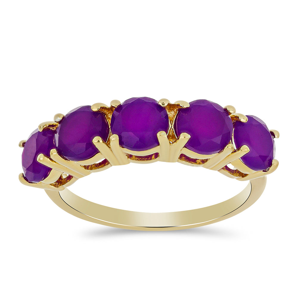 Goldplattierter Silberring mit lila Achat