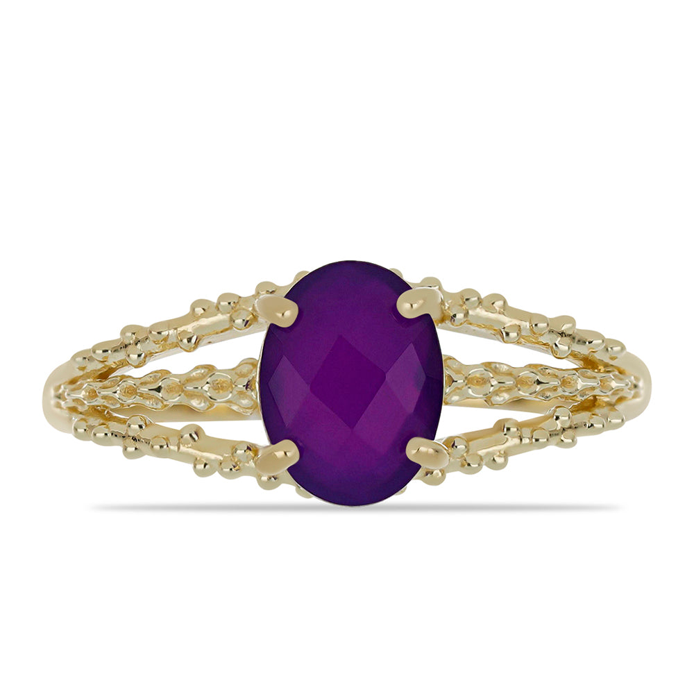 Goldplattierter Silberring mit lila Achat 1 