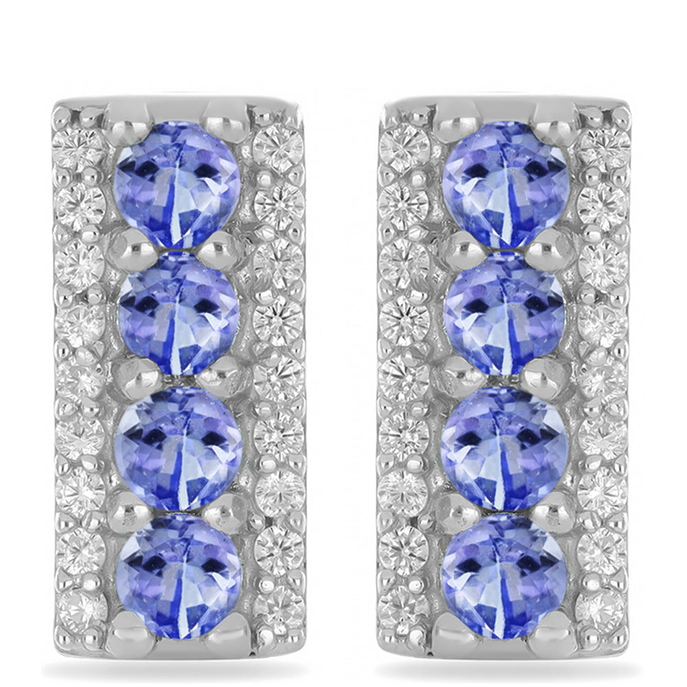 Silberohrringe mit Tansanit und weißem Topas