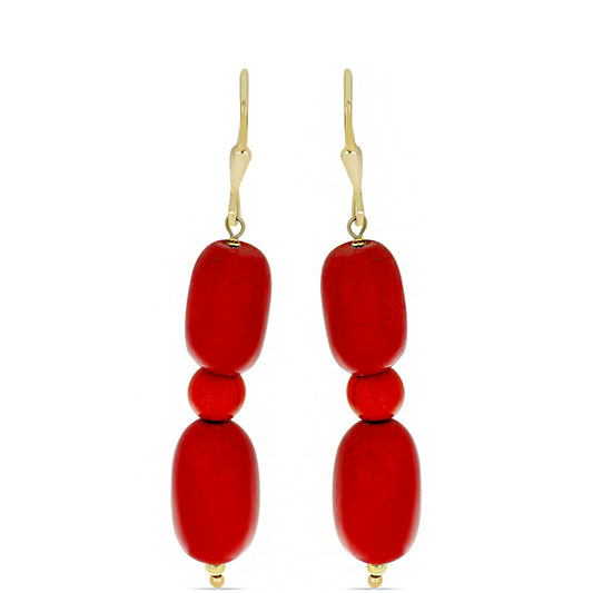Goldplattierte Silberohrringe mit roter Koralle