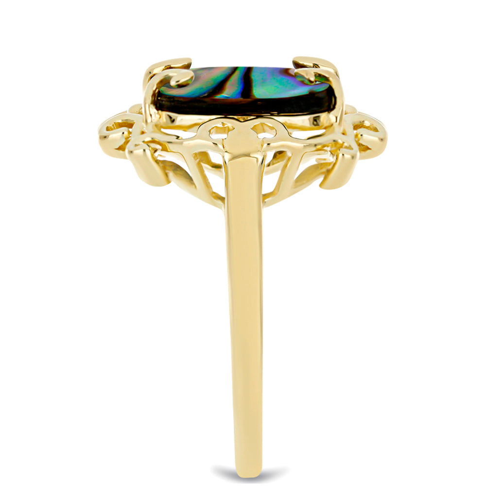 Goldplattierter Silberring mit schwarzem Perlmutt 4 