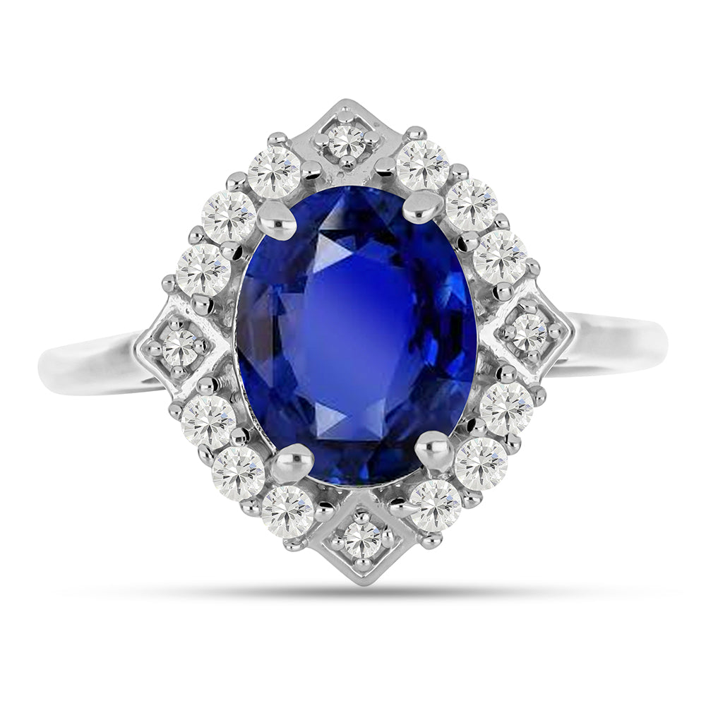 Silberring mit australischem blauem Saphir und weißem Topas 1 