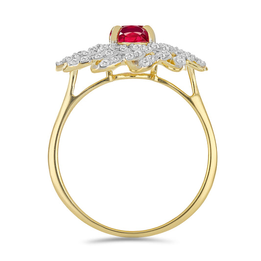 Goldplattierter Silberring mit Rubin aus Madagaskar und weißem Topas