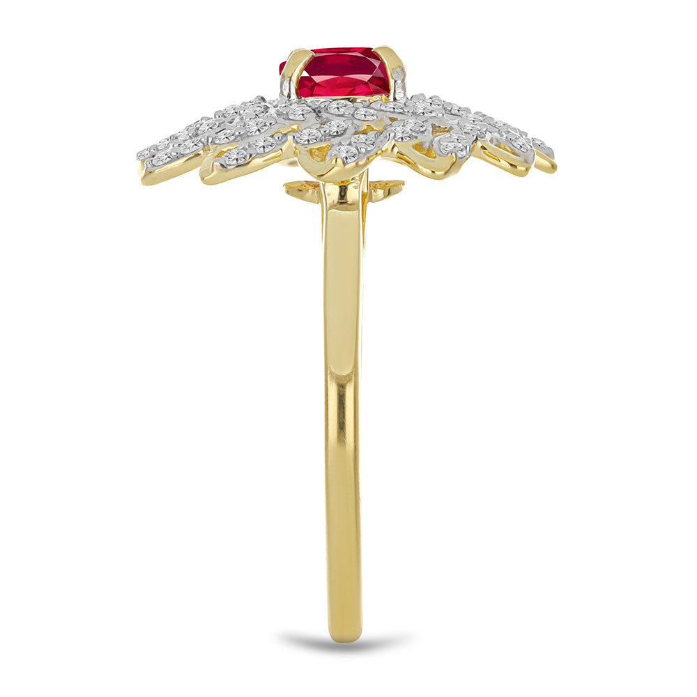 Goldplattierter Silberring mit Rubin aus Madagaskar und weißem Topas 4 