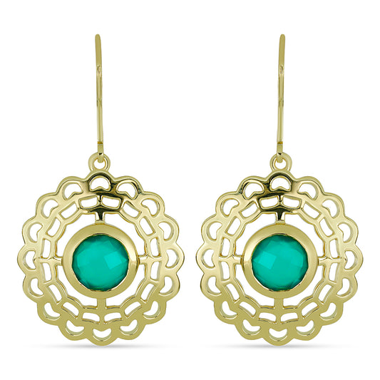 Goldplattierte Silberohrringe mit grünem Chalcedon