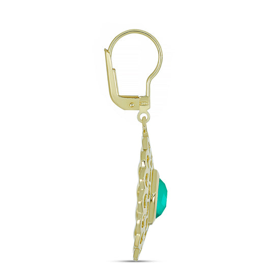 Goldplattierte Silberohrringe mit grünem Chalcedon