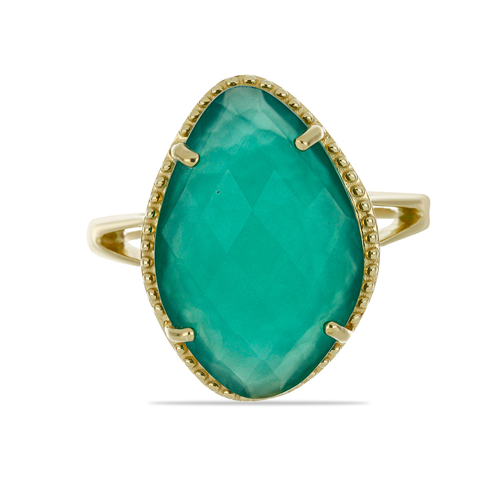 Goldplattierter Silberring mit grünem Chalcedon 1 