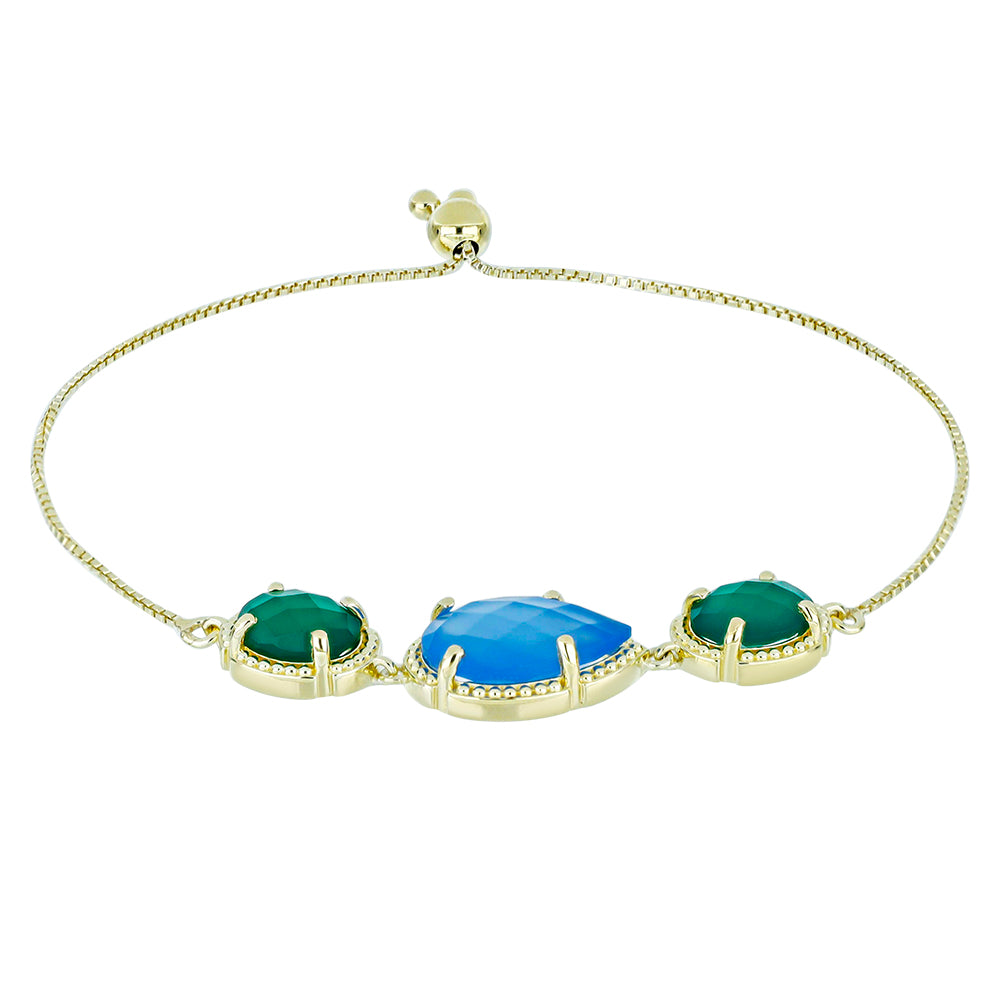Goldplattiertes Silberarmband mit blauem Chalcedon 1 