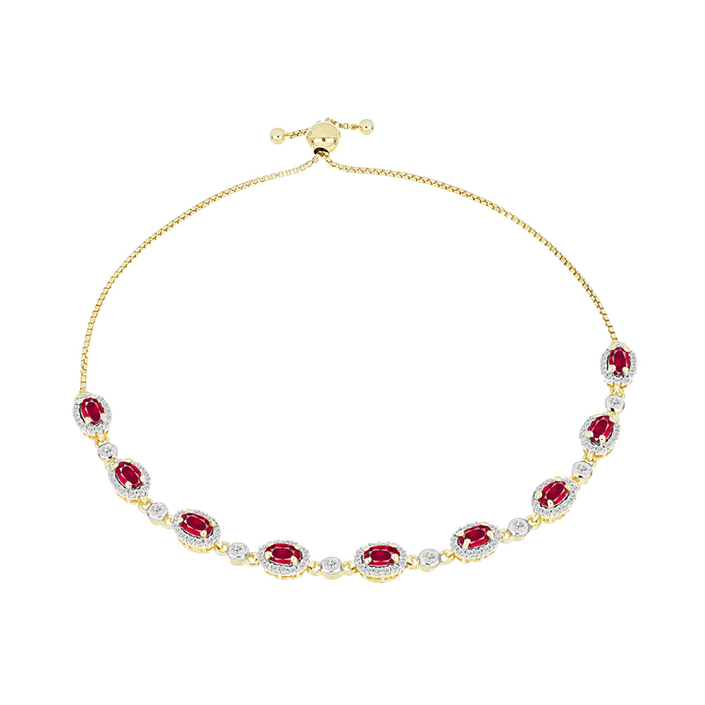 Goldplattiertes Silberarmband mit Rubin aus Madagaskar und weißem Topas