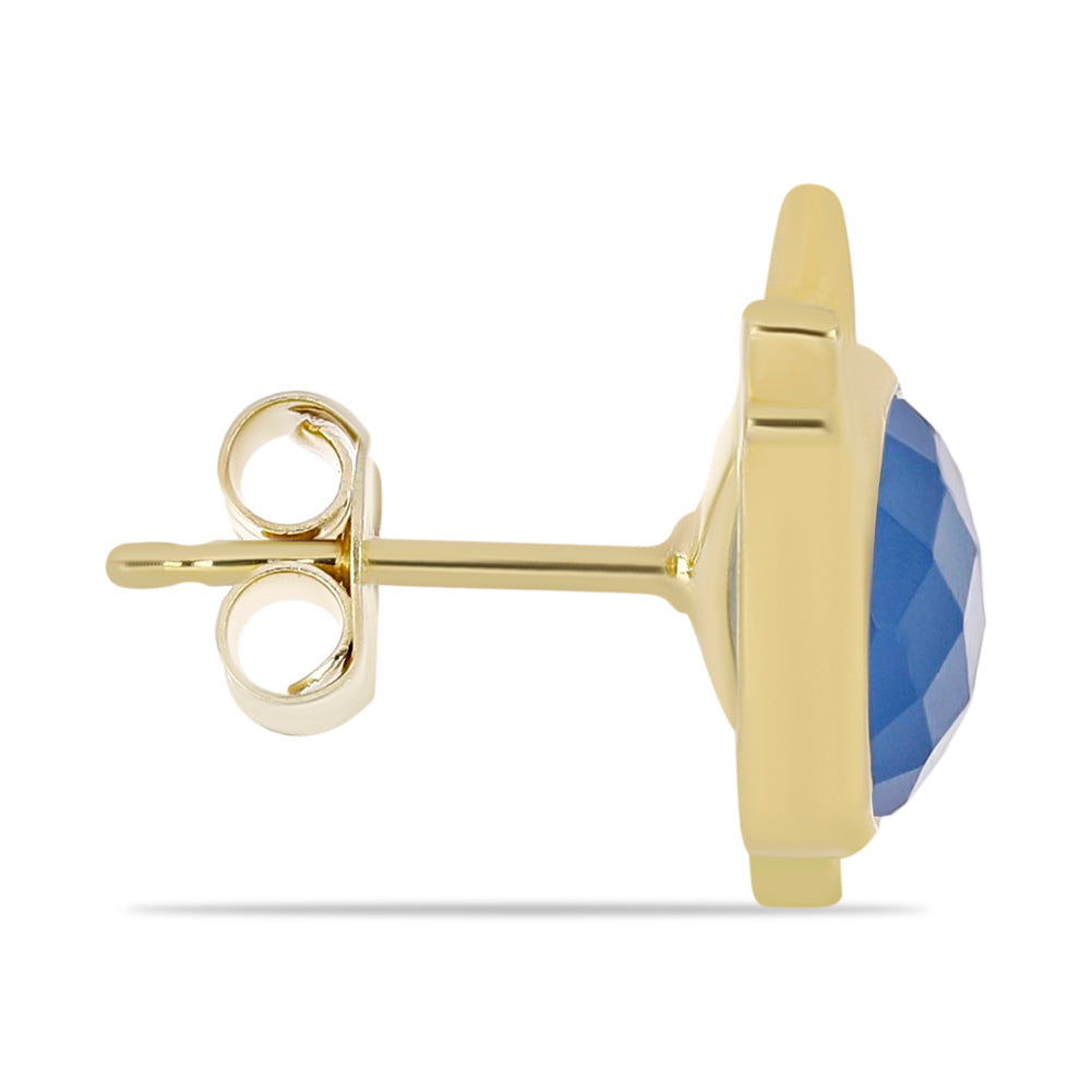 Goldplattierte Silberohrringe mit blauem Chalcedon 4 