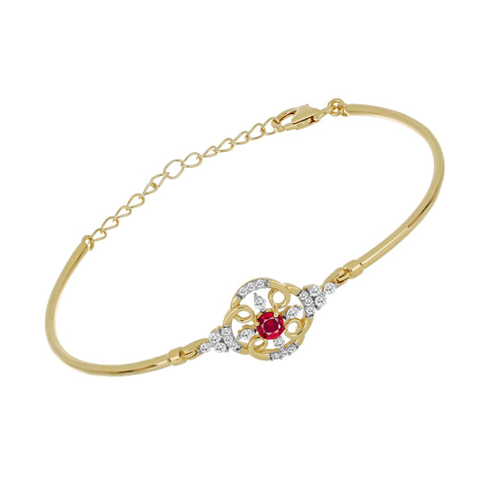 Goldplattierter Silberarmreif mit Rubin aus Madagaskar und weißem Topas