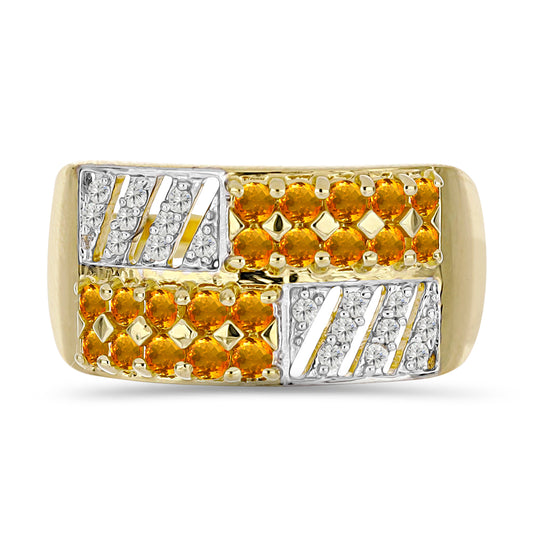 Goldplattierter Silberring mit Zitrin aus Rio Grande und weißem Topas