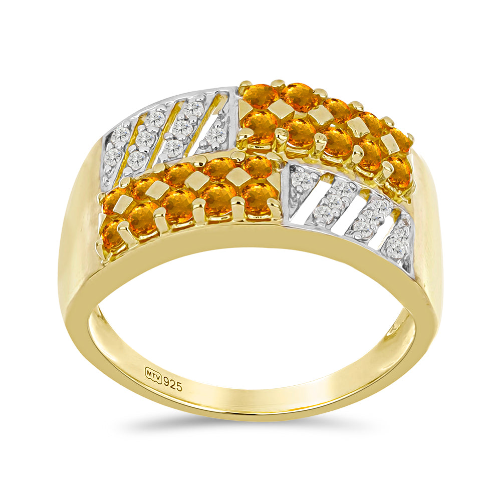 Goldplattierter Silberring mit Zitrin aus Rio Grande und weißem Topas