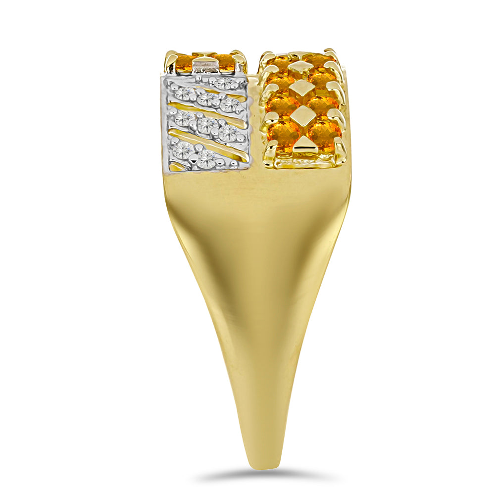 Goldplattierter Silberring mit Zitrin aus Rio Grande und weißem Topas 4 