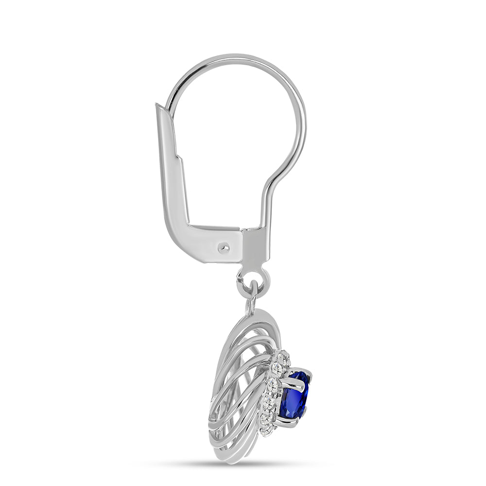 Silberohrringe mit australischem blauem Saphir und weißem Topas 4 