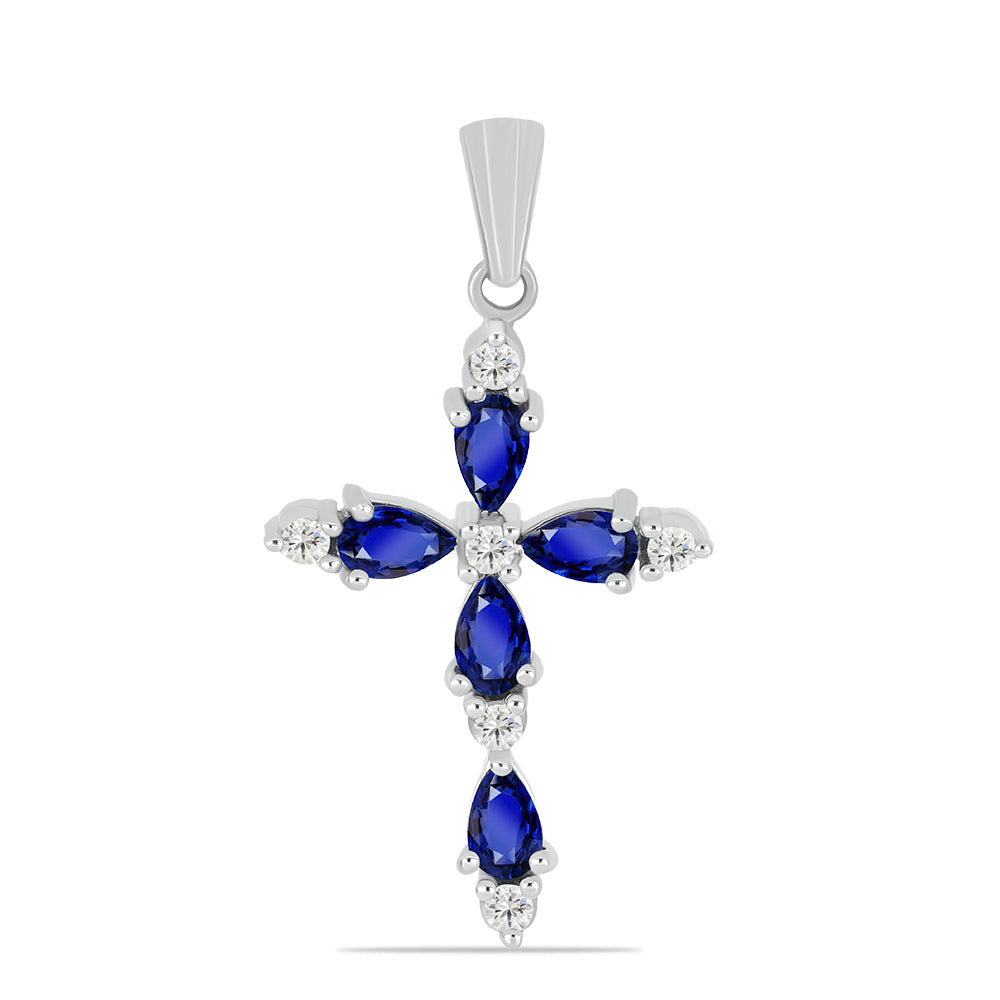 Silberanhänger mit australischem blauem Saphir und weißem Topas 1 