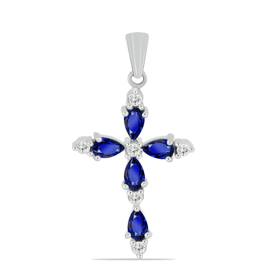 Silberanhänger mit australischem blauem Saphir und weißem Topas
