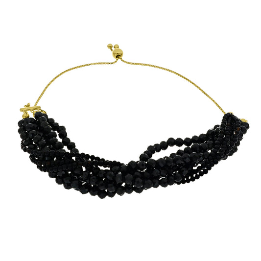 Goldplattiertes Silberarmband mit schwarzem Spinell