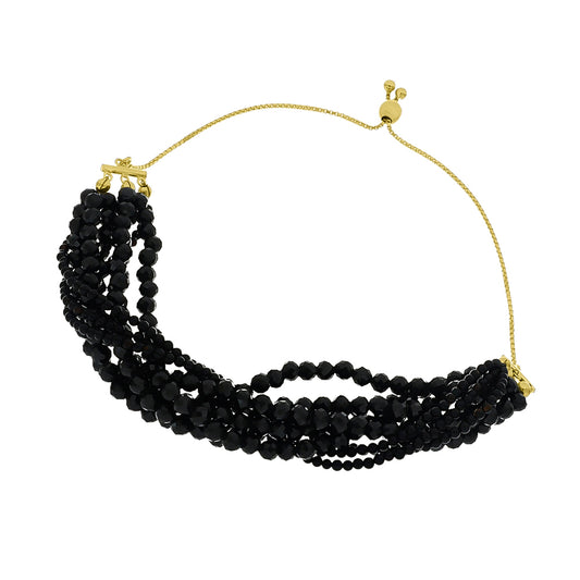 Goldplattiertes Silberarmband mit schwarzem Spinell
