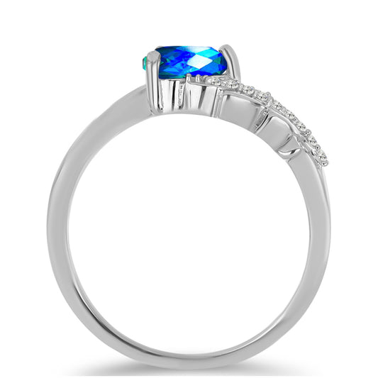 Silberring mit Pfauenquarz und weißem Topas