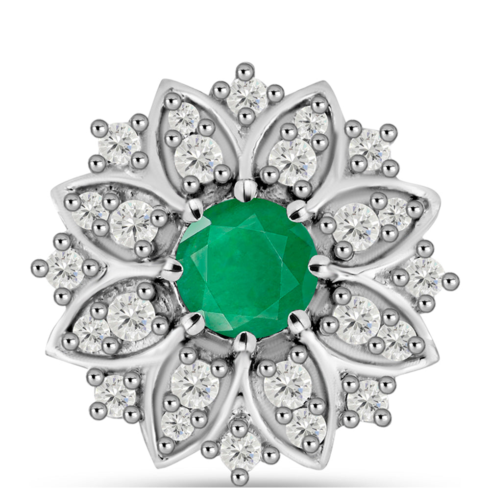 Silberanhänger mit brasilianischem Smaragd und weißem Topas 1 