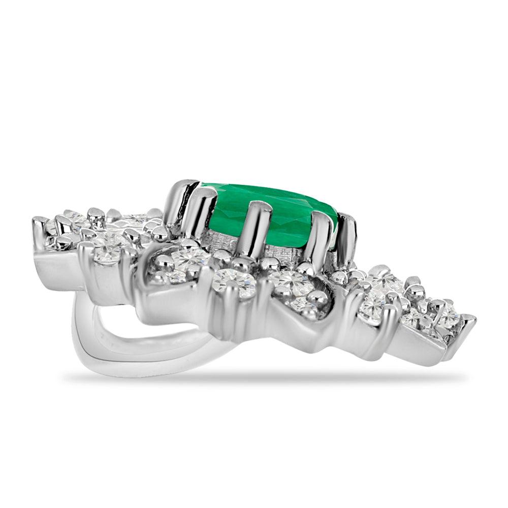 Silberanhänger mit brasilianischem Smaragd und weißem Topas 2 