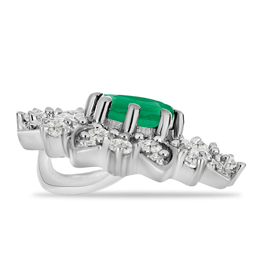 Silberanhänger mit brasilianischem Smaragd und weißem Topas