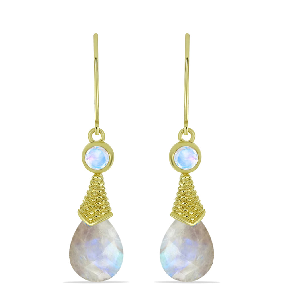 Goldplattierte Silberohrringe mit Regenbogenmondstein 1 