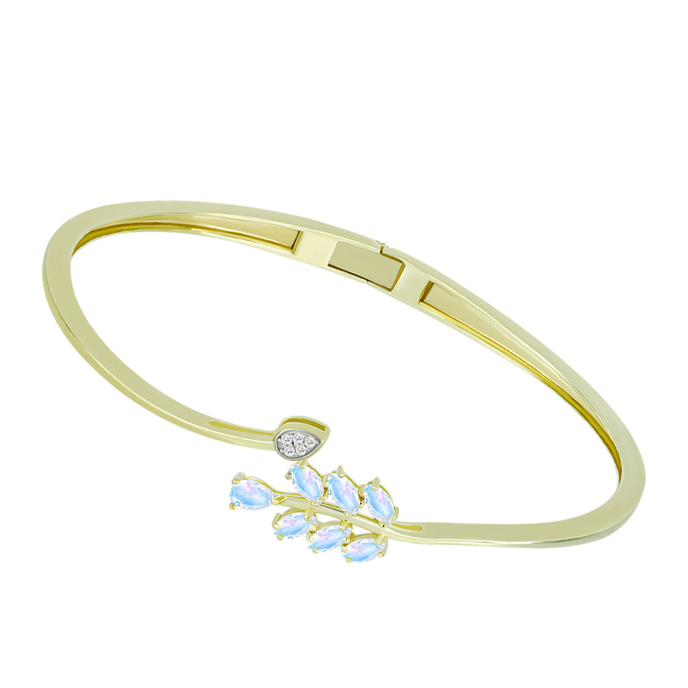 Goldplattiertes Silberarmband mit Regenbogenmondstein und weißem Topas 2 
