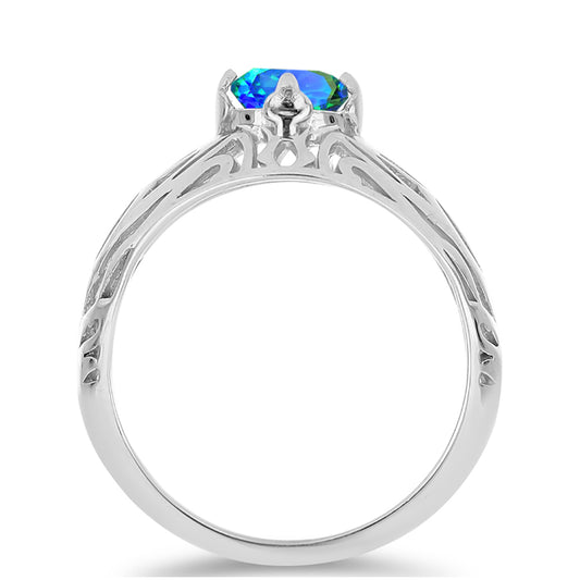 Silberring mit Pfauenquarz