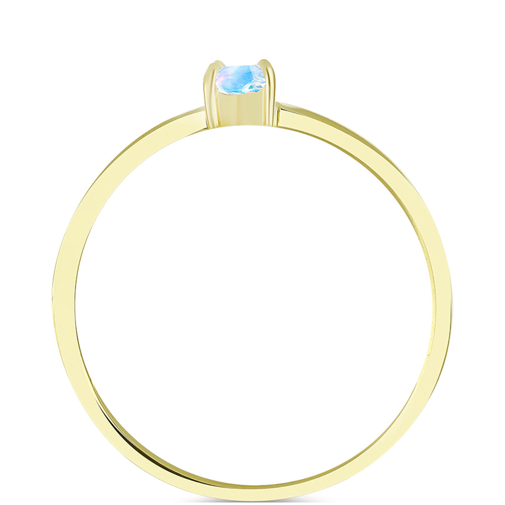 Goldplattierter Silberring mit Regenbogenmondstein 2 