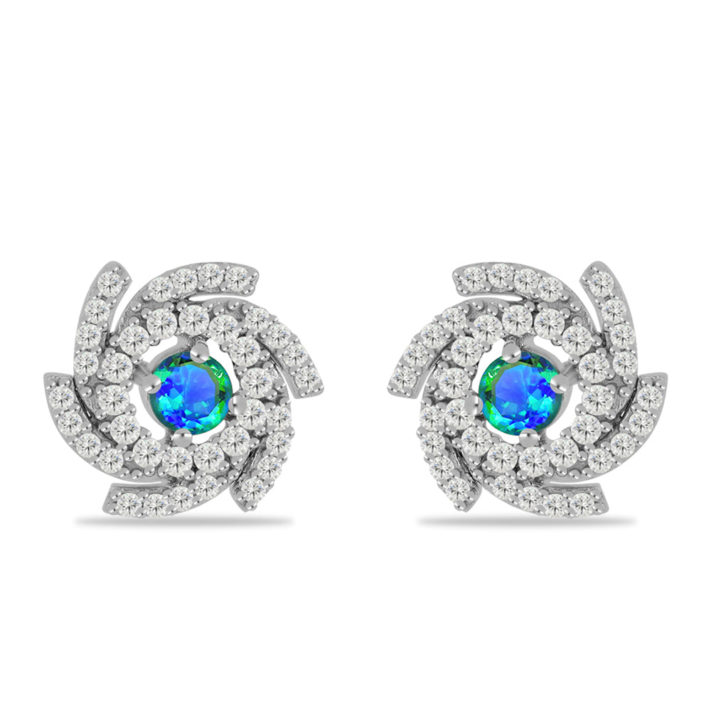 Silberohrringe mit Pfauenquarz und weißem Topas 1 