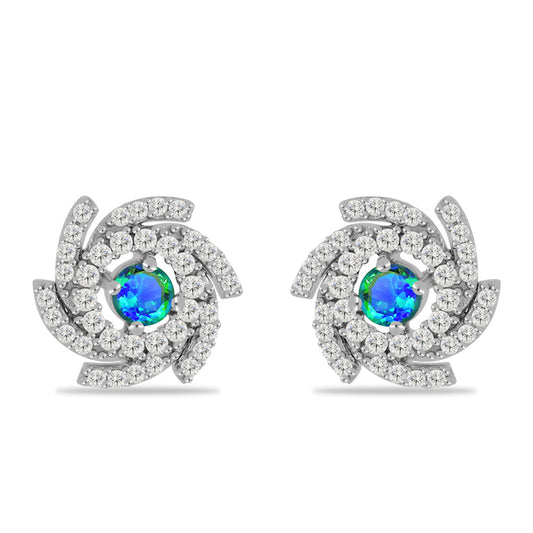 Silberohrringe mit Pfauenquarz und weißem Topas