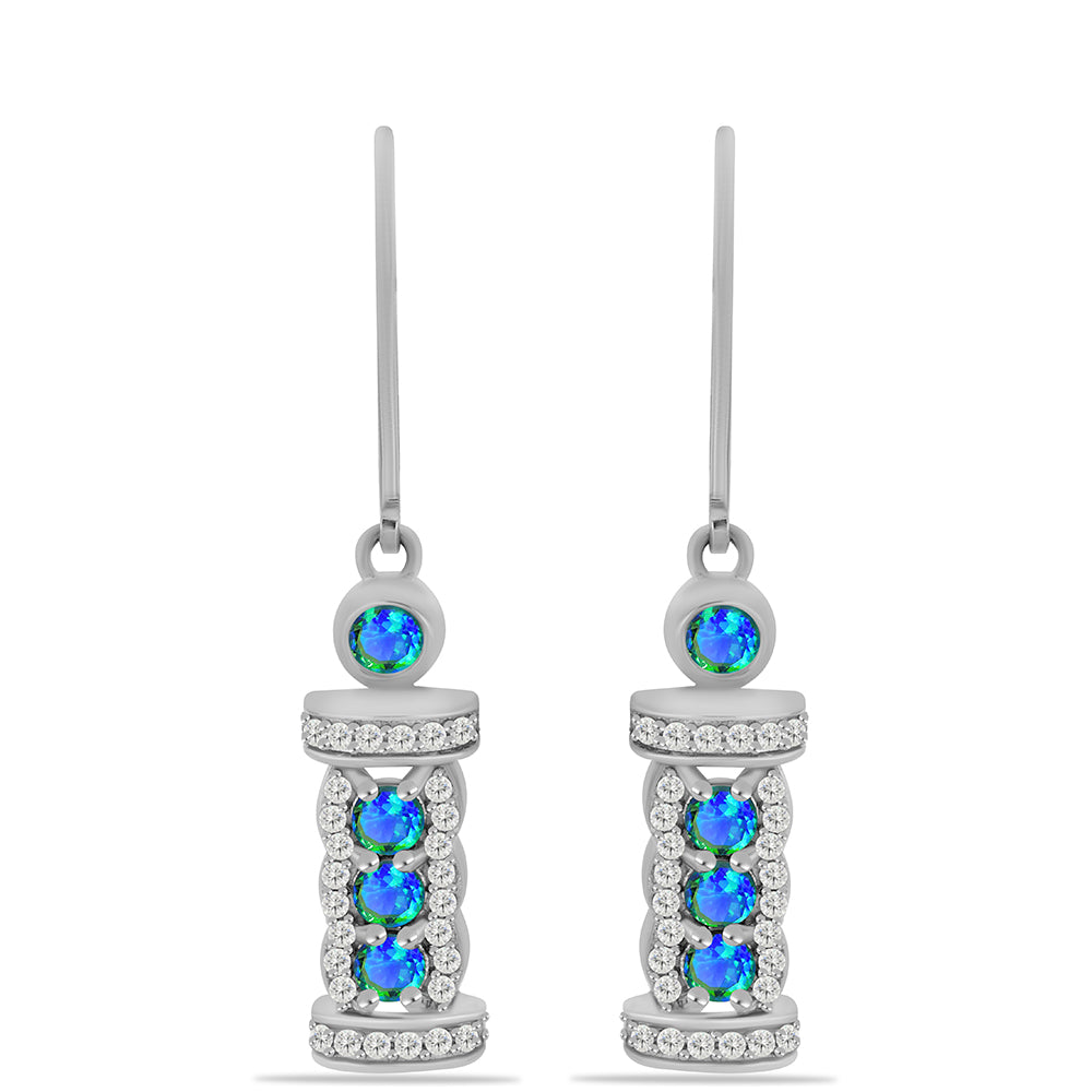 Silberohrringe mit Pfauenquarz und weißem Topas 1 