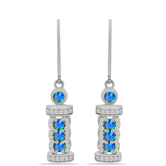 Silberohrringe mit Pfauenquarz und weißem Topas