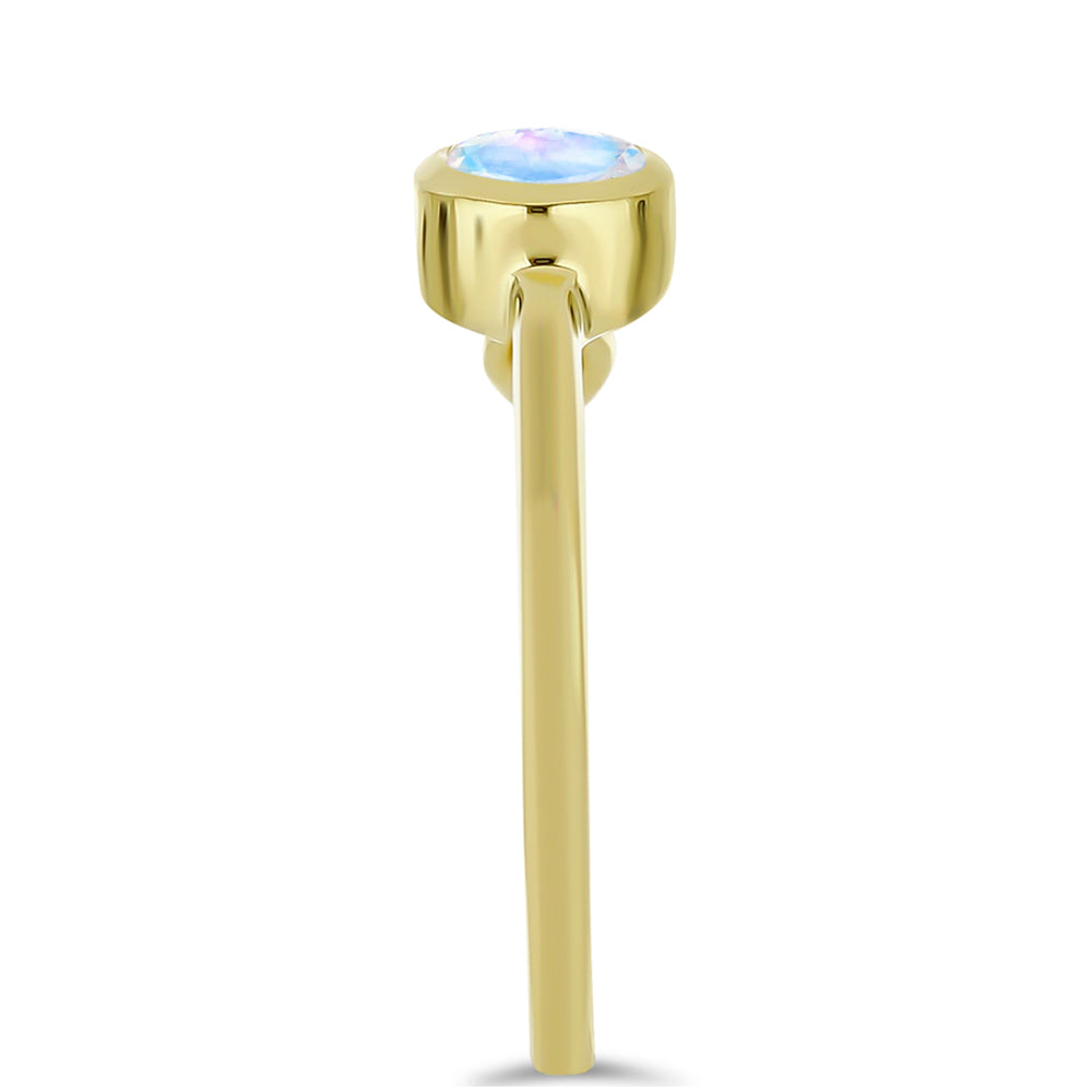 Goldplattierter Silberring mit Regenbogenmondstein und weißem Topas 4 