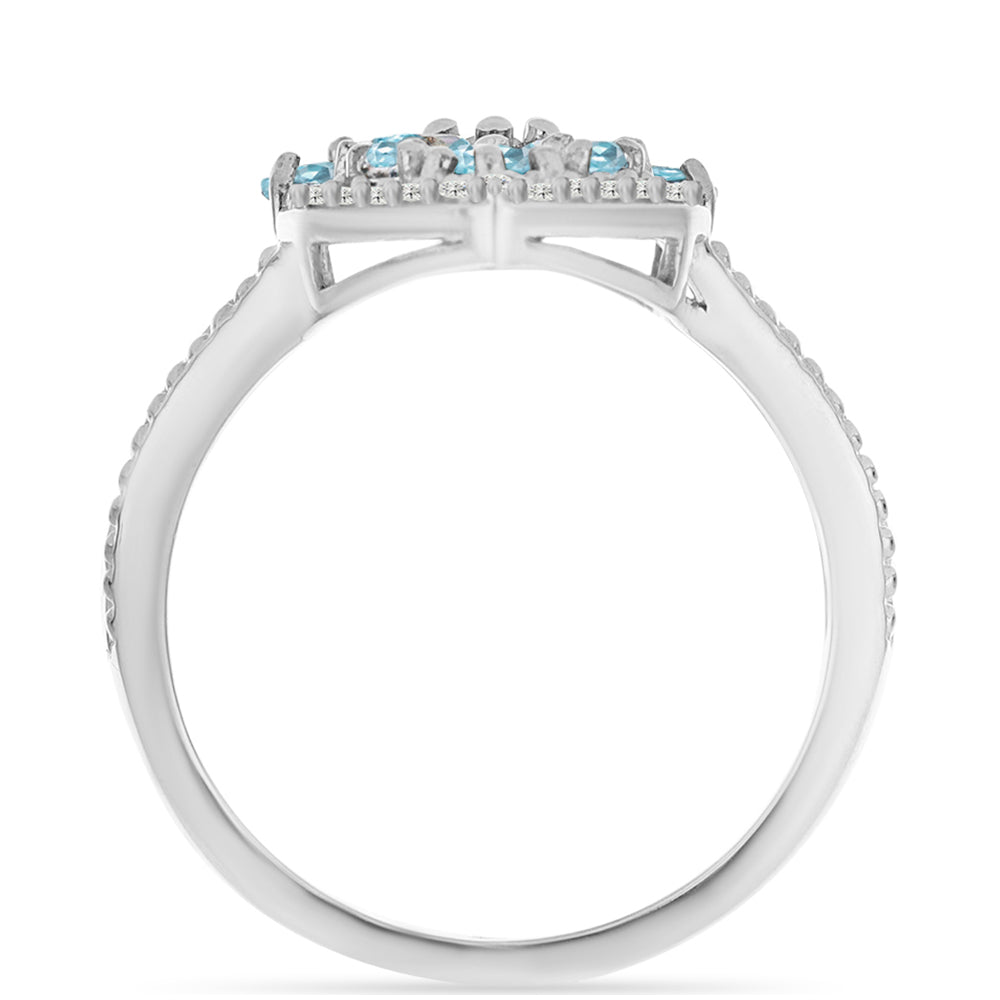 Silberring mit himmelblauem Apatit und weißem Topas