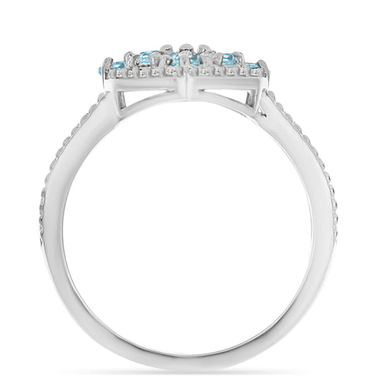 Silberring mit himmelblauem Apatit und weißem Topas