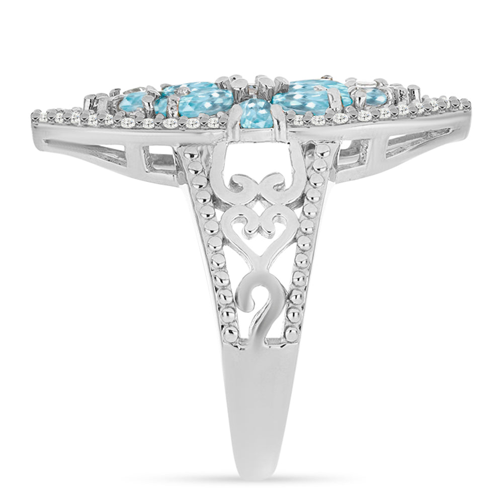 Silberring mit himmelblauem Apatit und weißem Topas 4 