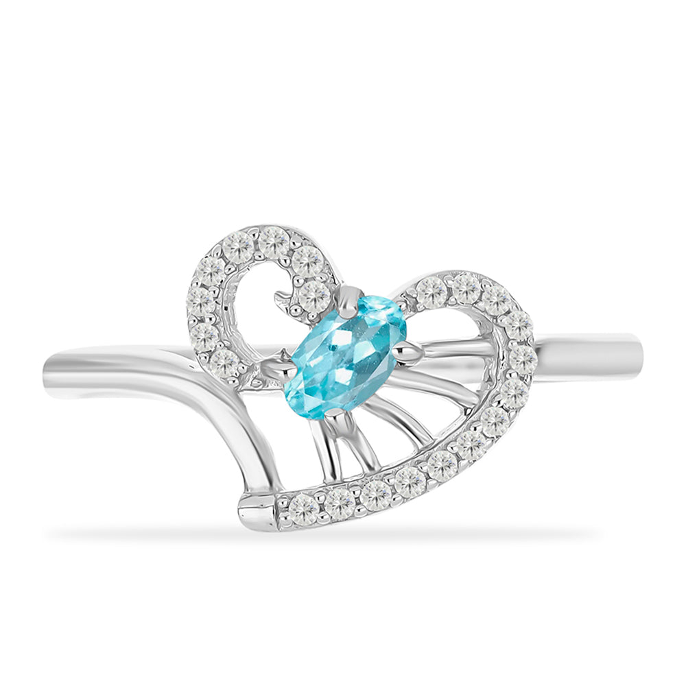 Silberring mit himmelblauem Apatit und weißem Topas