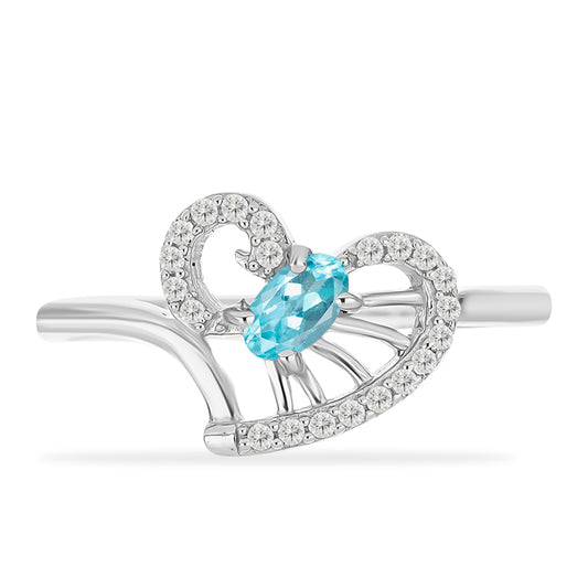 Silberring mit himmelblauem Apatit und weißem Topas