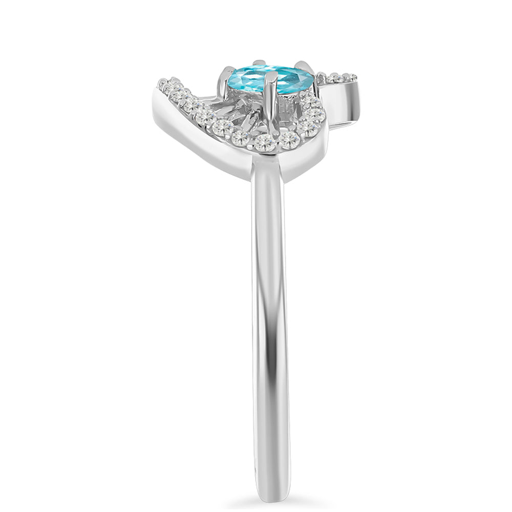 Silberring mit himmelblauem Apatit und weißem Topas 3 