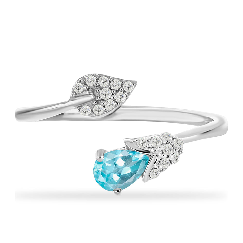 Silberring mit himmelblauem Apatit und weißem Topas 1 