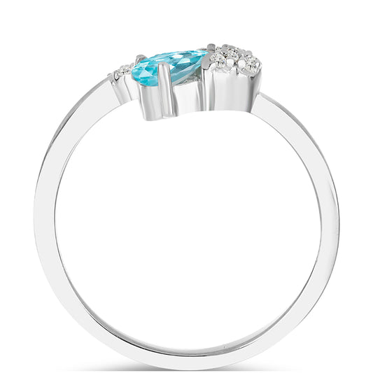 Silberring mit himmelblauem Apatit und weißem Topas