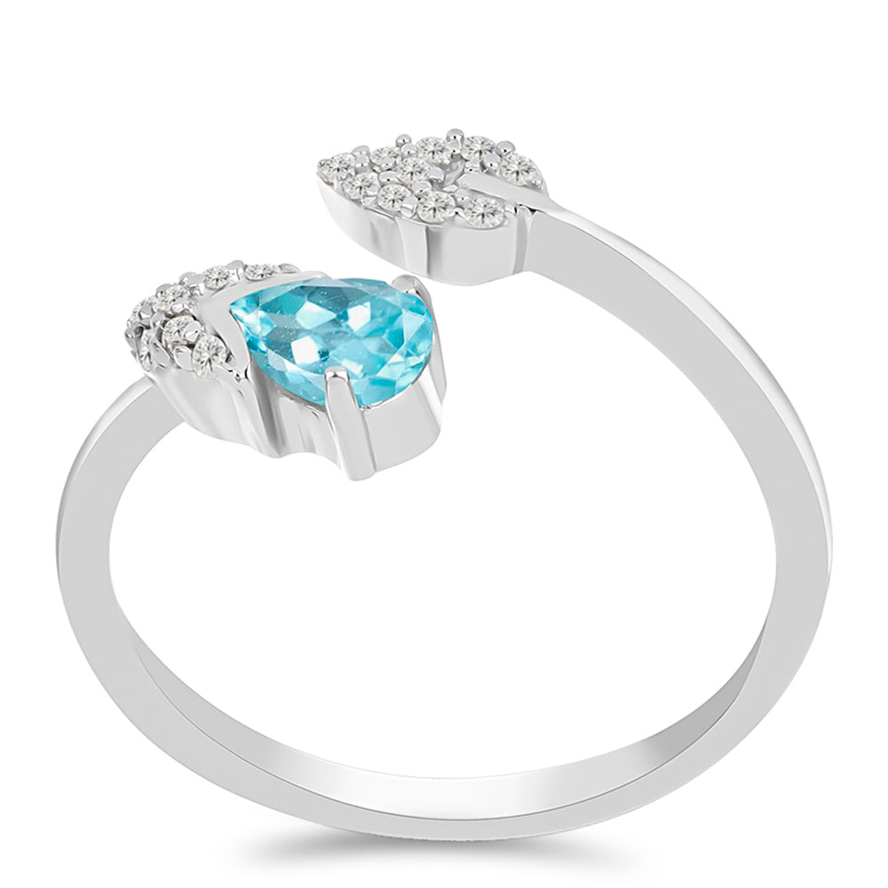 Silberring mit himmelblauem Apatit und weißem Topas 3 