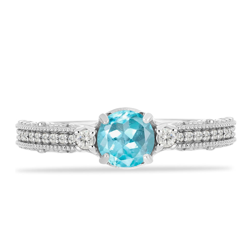 Silberring mit himmelblauem Apatit und weißem Topas