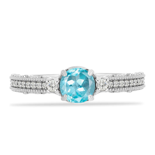 Silberring mit himmelblauem Apatit und weißem Topas