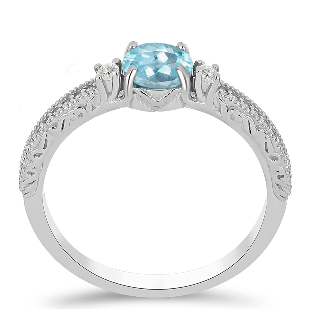 Silberring mit himmelblauem Apatit und weißem Topas